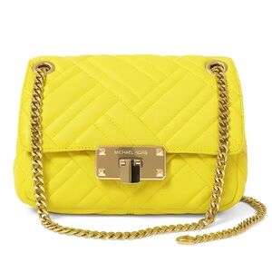 Michael Kors 35SOGP6F2U Peyton Medium Shoulder Flap Vegan Faux Sunshine